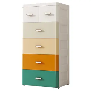 Colorful Plastic Storage Cabinet and Drawer Chest of Drawer Kitchen Toys Cabinet Cupboard Dressers 6 Drawers Bedroom Furniture