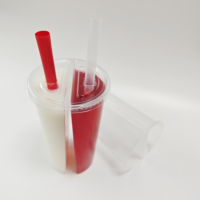 Offre Spéciale – Gobelet Partageable 2-en-1 en PP de Qualité Alimentaire 500/700ml avec Couvercles à Double Paroi pour Thé au Lait, Jus – Gobelet Durable pour Partenaires Commerciaux