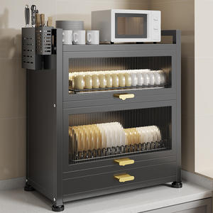 Support à vaisselle et à bol moderne réglable à trois niveaux Cadre de vidange d'évier de cuisine <span class=keywords><strong>noir</strong></span> et blanc avec supports de rangement - Product Image 3