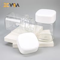 Pot d'emballage en PET recyclé de haute qualité, personnalisable en couleur, pour capsules, pilules, protéines en poudre, avec couvercle à clapet, multi-capacités