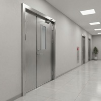 Porte coupe-feu interne stable en acier inoxydable, résistante au feu, avec vitre de vision pour les projets de construction et immobiliers