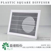 Diffuseur carré en plastique ABS SGPW3851 380x510mm avec boîte de plénum PB et adaptateur carré-rond MA, kit HVAC