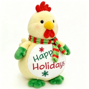Customized Christmas Rooster Plush <b>Backpack</b> <b>Holiday</b> Chicken Design with PP Cotton Filling Winter Scarf Detail 51-99cm Size - Product Image 2