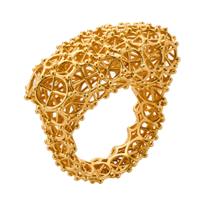 Anelli a banda vuota geometrici irregolari unici con perline piene in ottone intrecciato anelli Web con stampa 3D Designer di gioielli personalizzati produttore - Product Image 1