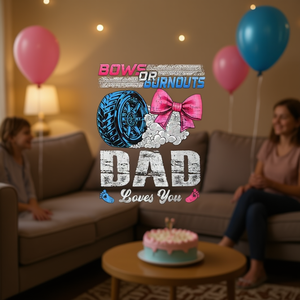 T-shirt Burnouts Or Bows Dad Loves You per la rivelazione del sesso del bambino - Product Image 3