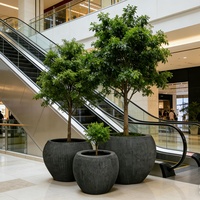 Jardinières en fibre de verre de style européen en forme de boule, pots de fleurs ronds pour extérieur/intérieur, pots à plantes écologiques en grès pour jardin/centre commercial