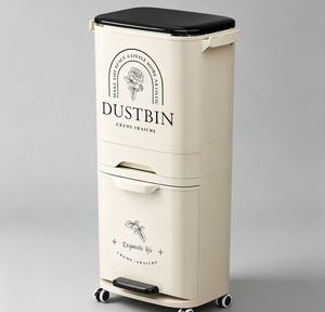 <span class=keywords><strong>Cubo</strong></span> de <span class=keywords><strong>Basura</strong></span> Grande de <span class=keywords><strong>Doble</strong></span> Capa para Cocina, con Separación de Residuos Húmedos y Secos, con Pedal y Ruedas, para Clasificación de Desechos Domésticos, Uso Diario - Product Image 3