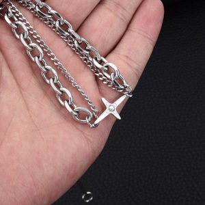 New Simple Popular Design Geometric <b>Chain</b> <b>Cross</b> Bracelet Titanium Steel Silver Plated Unisex's Bracelets Fashionable Jewelry - Product Image 5