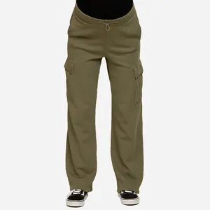 <span class=keywords><strong>Pantalon</strong></span> de maternité à jambes larges avec détails de franges à la taille élastique pour femmes enceintes - Product Image 1