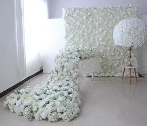 SZ-FR2 White Silk Flower Row Artificial Rose Table Flower Runner Casamento Backdrop Arranjo Floral Suprimentos para a Decoração do Casamento