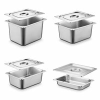 Bac Gastronorme 2/3 GN en Acier Inoxydable 304 avec Couvercle, Plateau Rectangulaire Profond pour Buffets, Traiteurs et Restaurants