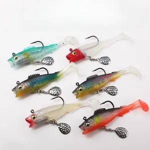 New Arrival Miệng Lớn 14g t-đuôi mềm chì mồi Jig đầu mềm thu hút cho biển nước ngọt Mồi Câu Cá