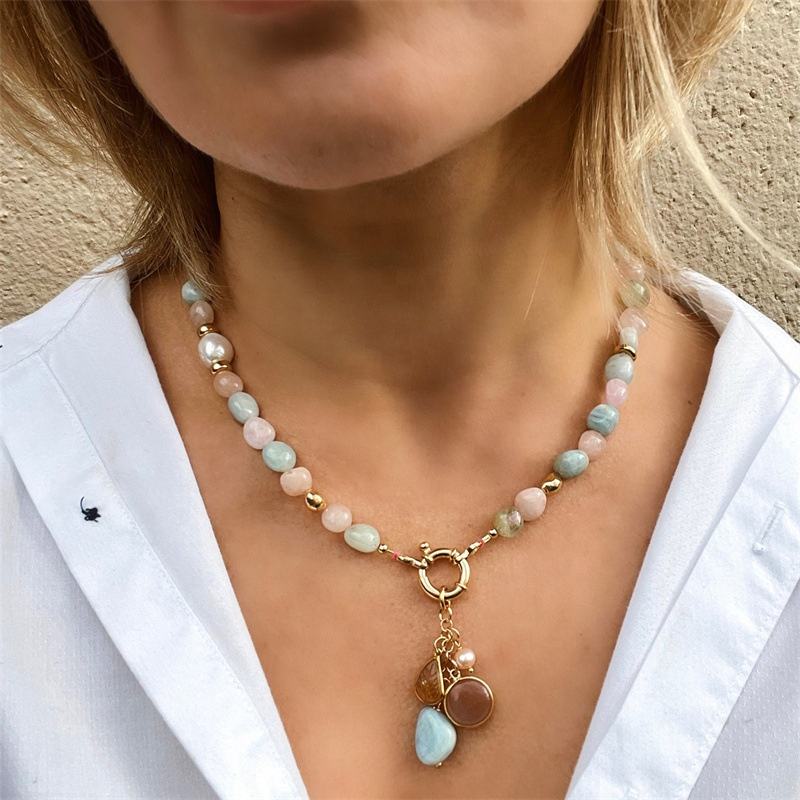 colorful large stone necklace