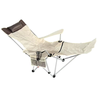 Chaise de camping pliante et inclinable portable avec repose-pieds et appui-tête – Chaise longue confortable pour l'extérieur et les voyages en tissu Oxford
