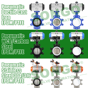 DN32 <span class=keywords><strong>ANSI</strong></span> <span class=keywords><strong>150lb</strong></span> EPDM Ghế Cao Su <span class=keywords><strong>Wafer</strong></span> Loại Sắt Dẻo Ss316 Double Acting Khí Nén Thiết Bị Truyền Động Kẹp Van Bướm Lugged - Product Image 4