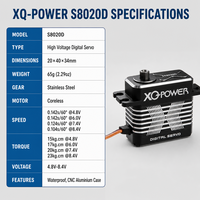 Servomoteur numérique sans noyau en acier inoxydable étanche 20KG S8020D haute précision pour voiture RC 1/12, camion, hélicoptère XQ-POWER 8.4V