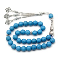 Vente en gros de chapelets de prière musulmans islamiques, 33 perles, bijoux en pierres précieuses, bracelet en turquoise de 10 mm, Misbaha Tasbih Beads