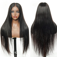 Perruque frontale en dentelle HD 13x4 sans colle, cheveux humains vierges indiens bruts, lisses comme des baguettes, avec cuticules alignées
