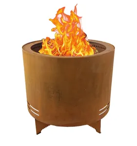 Kingjoy 50 cm double layer smokeless corten steel fire pit