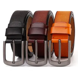 Factories Wholesale Business High-Quality Men's Genuine Leather Belt Luxury Custom Emboss Leather Belts