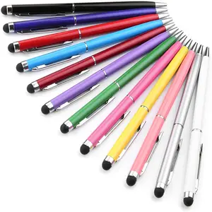 New Design Colorful 2 in 1 metal ballpoint pen custom logo Capacitive Touch stylus pen for promotion