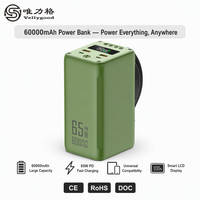 Batterie externe 60000mAh 65W PD à charge rapide avec lampe torche pour ordinateur portable, téléphone et tablette