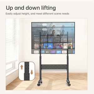 Carrito Móvil para <span class=keywords><strong>TV</strong></span> de Acero Resistente con Ruedas Artísticas, Altura Ajustable Manualmente, Capacidad de Carga de 90 kg, Compatible con <span class=keywords><strong>TV</strong></span> de 100 Pulgadas, Inclinación de 25°, VESA - Product Image 5
