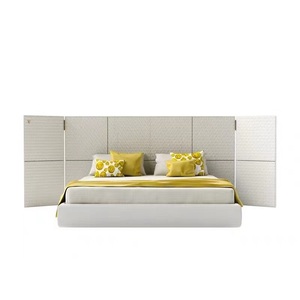 Nouveau mobilier de chambre italien, lit king size extra large avec panneau mural, design moderne et luxueux en cuir, conception modulaire écologique, fabriqué en Chine - Product Image 2