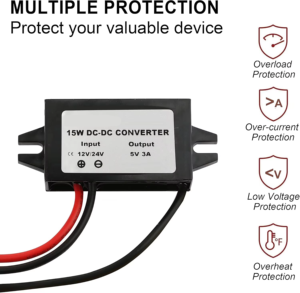<span class=keywords><strong>Convertisseur</strong></span> DC-DC étanche <span class=keywords><strong>12V</strong></span>/24V vers <span class=keywords><strong>5V</strong></span> à sortie unique, compatible Raspberry Pi 4, adaptateur USB pour voiture, onduleur USB - Product Image 4