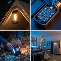 Lierxin LEX-CAMP-LIGHT HASL Lampe LED solaire de camping extérieure avec contrôle PCB, panneau solaire MPPT 20W à 2 couches, LiFePO4 USB-C PWM