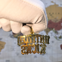 Pendentif Hip Hop Icy Two Rows, lettres gothiques, largeur 2,5 pouces, plaqué or 18 carats, argent sterling 925, Moissanite VVS, pour rappeur