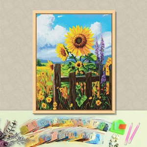 Kit de Peinture Diamant 5D DIY Tournesol par Numéros, Toile Murale Artistique Tendance, Peinture Diamant Strass - Product Image 1