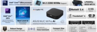 Mini PC NUC 14 Pro AI Intel Core Ultra 7 SSD 258V Graphics 32 Go DDR5 2.5G LAN Wi-Fi7 Thunderbolt 4 Copilot+ AI Desktop