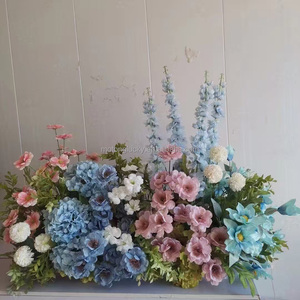 Rangée de fleurs pour allée de mariage, style <span class=keywords><strong>jardin</strong></span>, 60 cm, rose vif, bleu poussière, Hortensia et Rose à toucher réel, fleurs de sol roses - Product Image 3