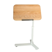 Table d'appoint moderne en forme de C pour ordinateur portable, réglable en hauteur par vérin pneumatique, avec base métallique robuste et mobile