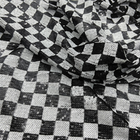 Nouveau tissu à paillettes en maille suisse à carreaux noir et blanc, tulle dentelle à paillettes pour sac