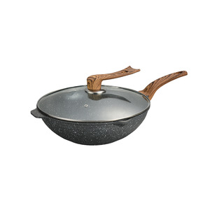 Non-Stick Frying <b>Pan</b> Set With Wooden <b>Handle</b> Induction Compatible Round Shape Hand Wash Only - Product Image 2