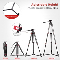 Trépied professionnel robuste pour caméra vidéo de 79 pouces avec tête fluide à 360 degrés et écarteur de sol