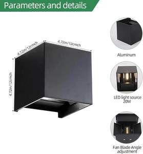 Lampe murale carrée en aluminium pour extérieur, étanche IP65, éclairage bidirectionnel, 10W LED, vente en gros - Product Image 4