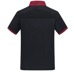 Uniforme de chef classique unisexe noir rouge patchwork manches courtes vestes de serveur de chef manteau pour <span class=keywords><strong>restaurant</strong></span> - Product Image 2