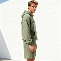 Ensemble de survêtement unisexe Doger personnalisé, 300 g/m², poids lourd, écologique, coupe-vent, automne, 2 pièces, short de jogging, sweat-shirt à capuche