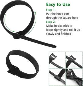 100% nylon trở lại trở lại móc và vòng lặp băng có thể điều chỉnh mỏng releasable Cable Tie có thể điều chỉnh Tie xuống dây đai Cáp - Product Image 3