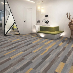 Thảm trải sàn gạch nhựa PVC nylon sọc xám khổ 50*50cm, bán buôn nhà máy, có sẵn, dùng cho thương mại, khách sạn, văn phòng, dạng module - Product Image 1