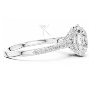 Anillo de compromiso solitario con corte cojín en oro amarillo, doble punta, halo oculto, anillo de boda minimalista, promesa clásica - Product Image 3