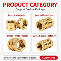 Inserts moletés en laiton usinés CNC, à chanfreinage bidirectionnel, en cuivre intégré, Tailles M1/M2/M3/M4/M5/M6/M8/M10