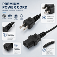 Câble d'alimentation UL homologué 10A 125V NEMA 5-15P vers IEC C13, 18AWG 3C, prise US, câble CA pour PC, ordinateur portable, moniteur, personnalisable