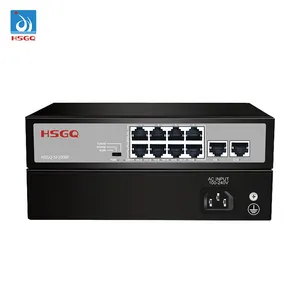 สวิตช์ HSGQ-SF1008P ไฟเบอร์ FTTH 8พอร์ต10/100M POE พร้อม2พอร์ต10/100/1000M สวิตช์เครือข่ายอัปลิงค์อีเทอร์เน็ต