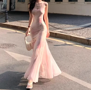 Vestido de Verano para Mujer, Estilo Chino Floral, de Alta Gama, Color Rosa Súper Hada, Transparente, Cintura Alta, Sin Mangas, Sexy, Ajustado - Product Image 2