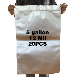 थोक कस्टम 20 पैक 5 गैलन mylar बैग के साथ ऑक्सीजन अवशोषक के लिए खाद्य भंडारण