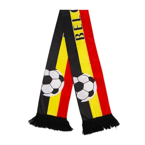 2024 Sports events soccer scarves logo printing jacquard knitted custom football fan scarf
